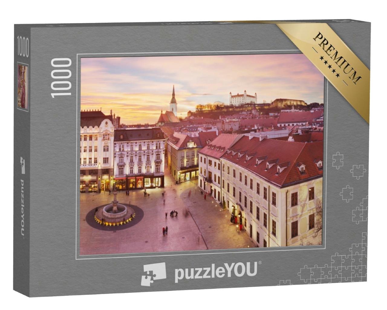 Puzzle de 1000 pièces « Vue panoramique de Bratislava au coucher du soleil »