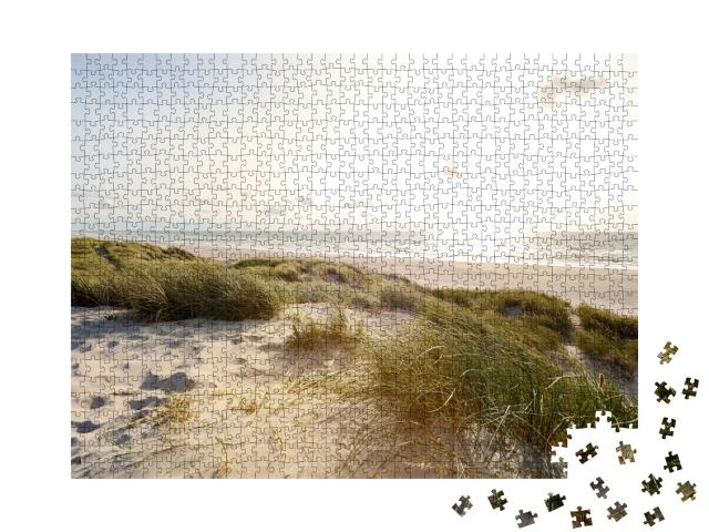 Puzzle de 1000 pièces « Plage du soir et dunes de sable, Jutland Danemark »
