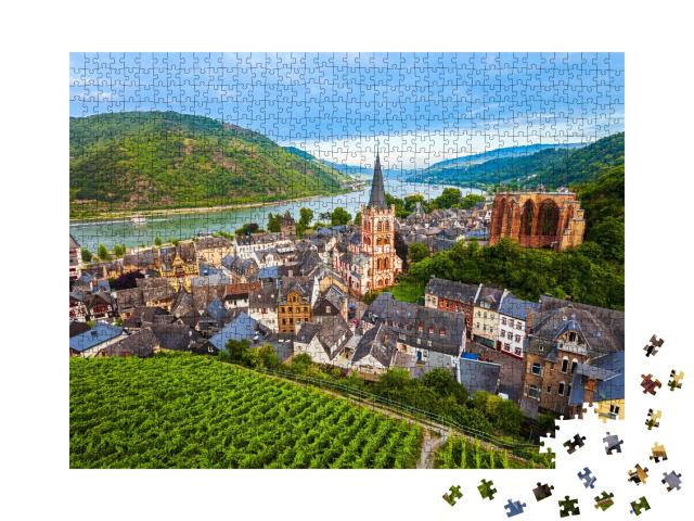 Puzzle de 1000 pièces « Bacharach : une vue panoramique depuis les airs, Rhénanie-Palatinat, Allemagne »