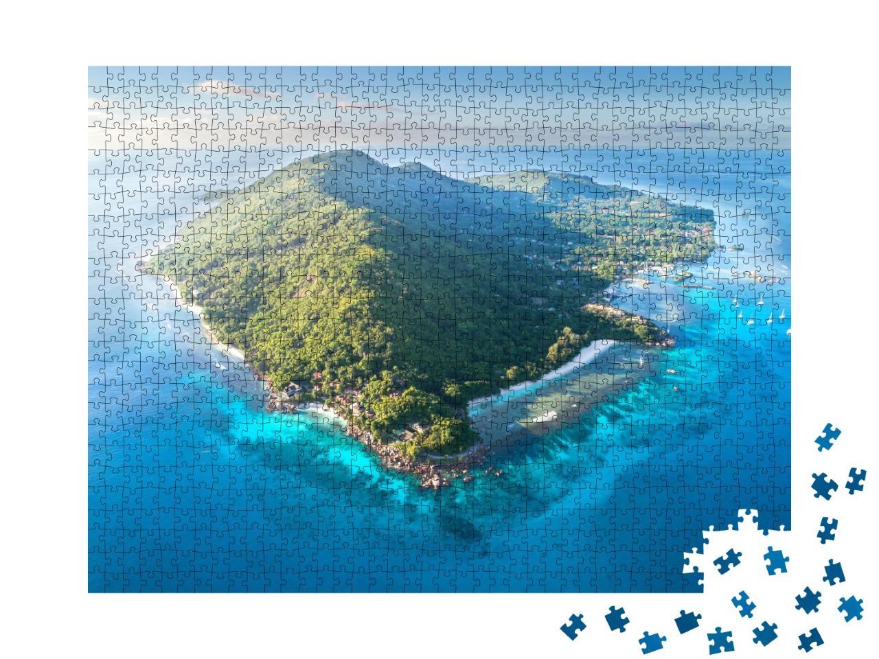 Puzzle de 1000 pièces « Île pittoresque de La Digue, Seychelles »