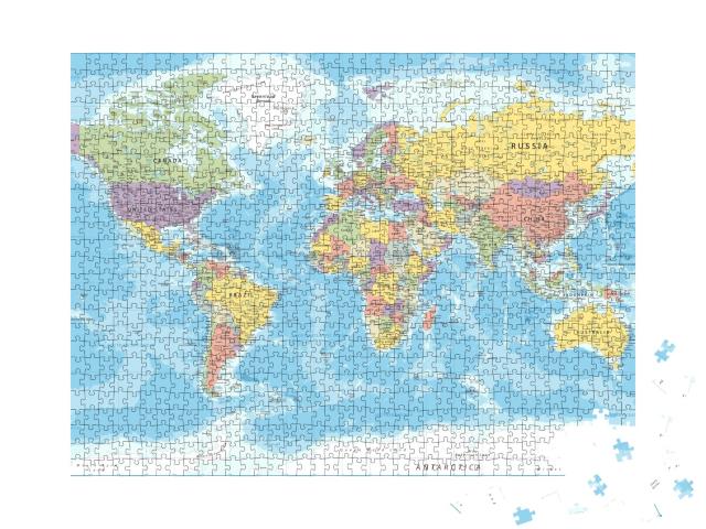 Puzzle de 1000 pièces « World Map Classic Color Political - Illustration détaillée vectorielle »