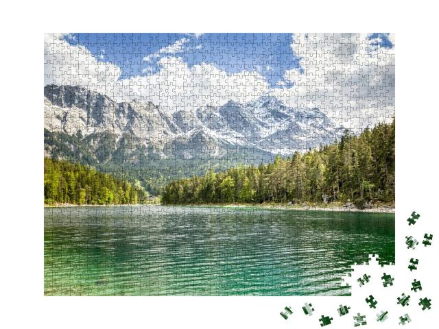 Puzzle de 1000 pièces « Une image du lac Eibsee et de la Zugspitze en Bavière Allemagne »