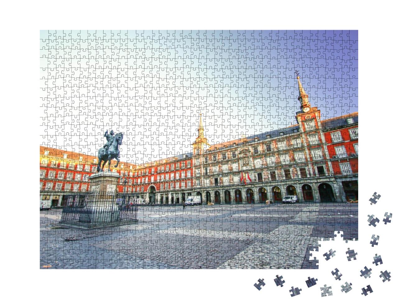 Puzzle de 1000 pièces « Lumière du matin sur la Plaza Mayor de Madrid en Espagne »