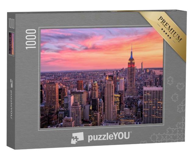 Puzzle de 1000 pièces « New York City avec l'Empire State Building au coucher du soleil »