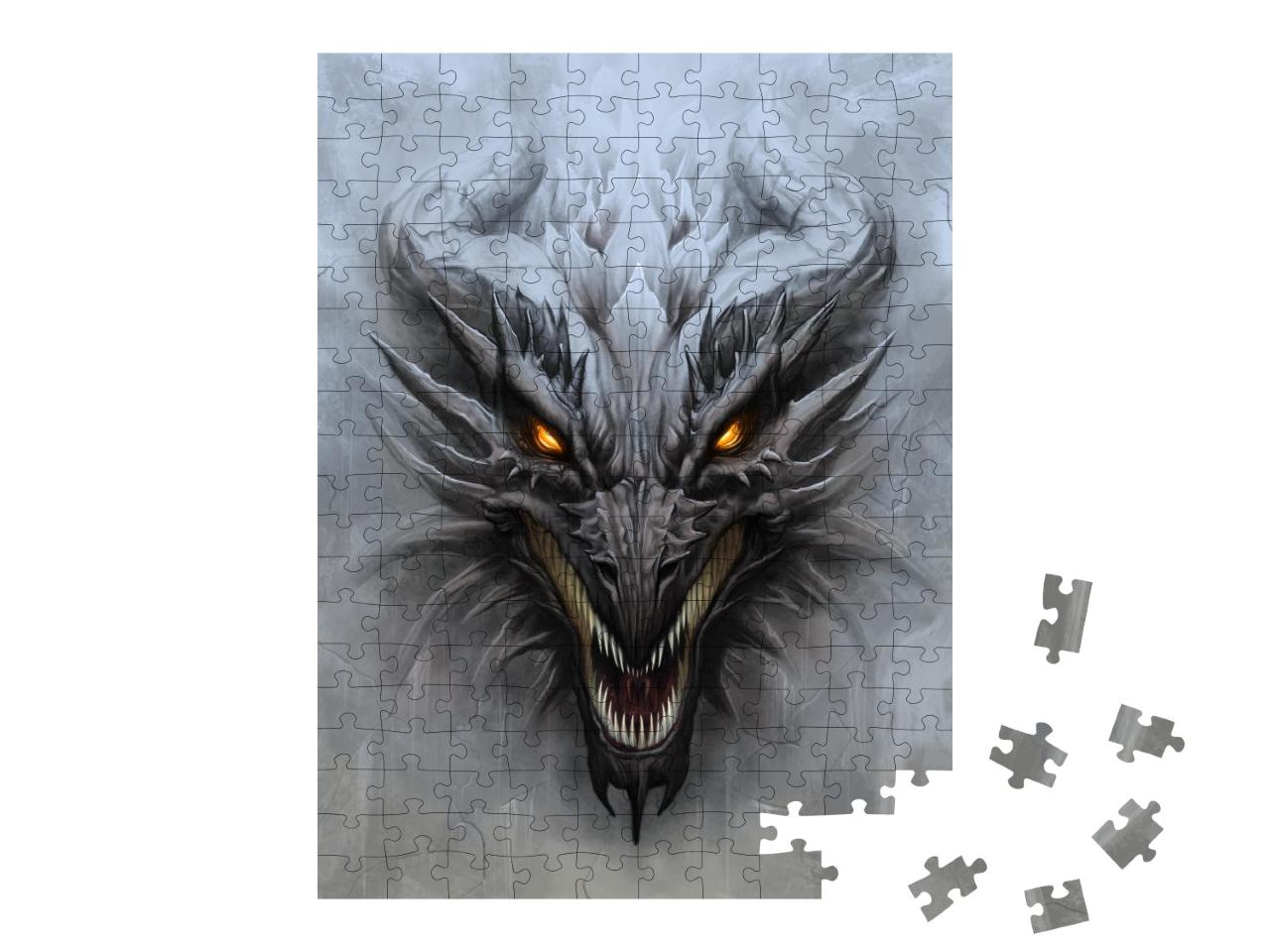 Puzzle de 200 pièces « Tête de dragon sur la pierre grise »