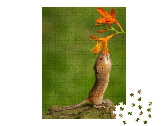 Puzzle de 1000 pièces « Petite souris avec une fleur »