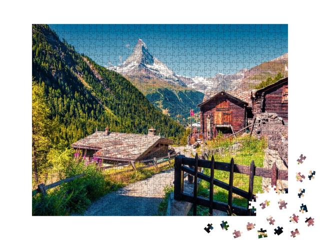 Puzzle de 1000 pièces « Matin d'été : Zermatt sur le Cervin, Suisse »