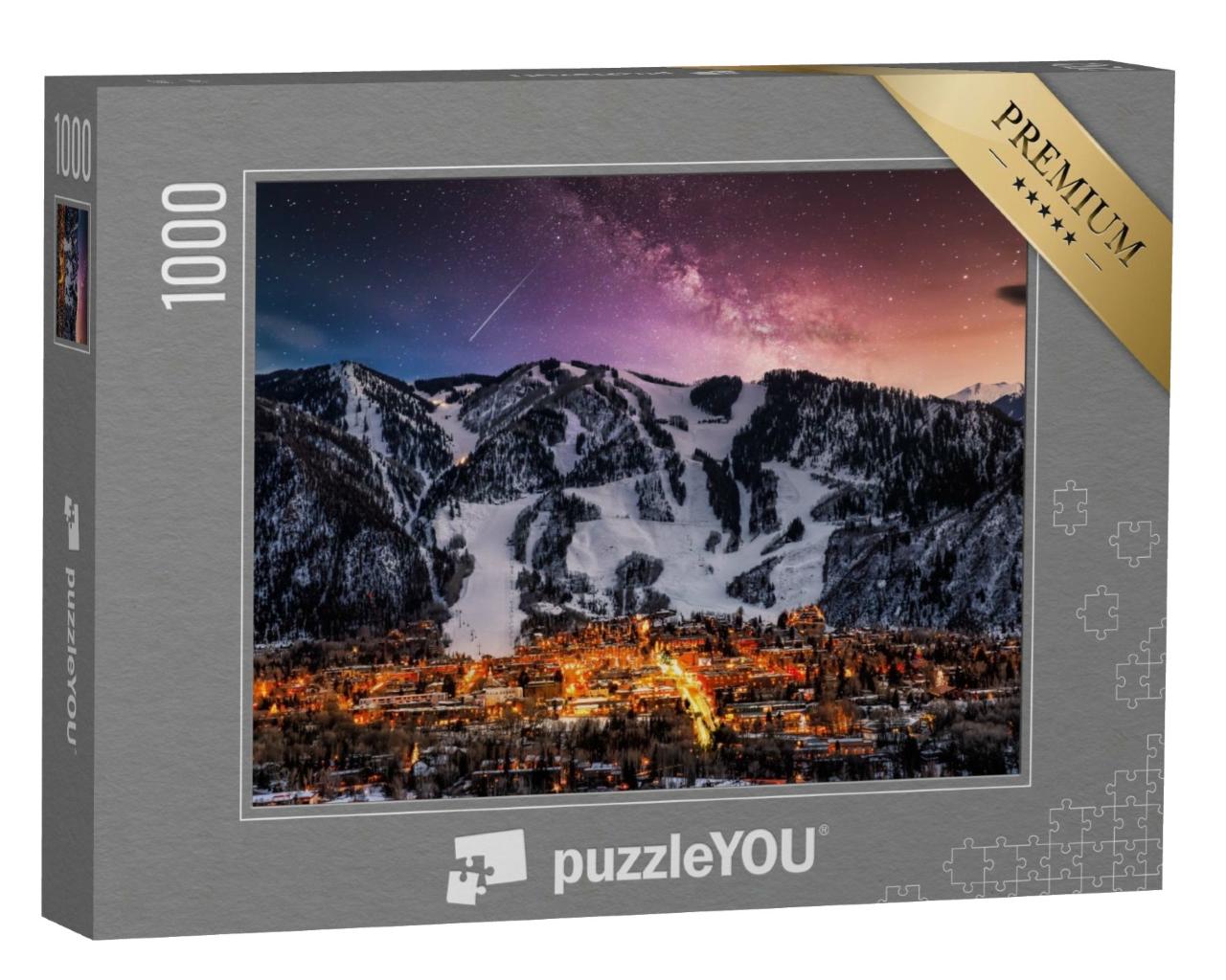 Puzzle de 1000 pièces « Skyline de la ville d'Aspen avec la voie lactée »