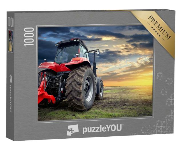 Puzzle de 1000 pièces « Tracteur au coucher du soleil »