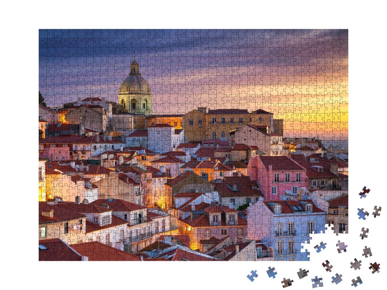 Puzzle de 1000 pièces « Lever de soleil sur Lisbonne, capitale du Portugal »