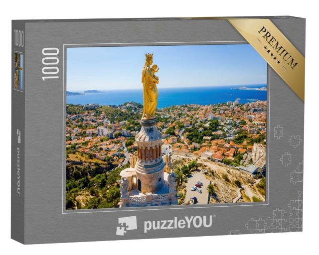 Puzzle de 1000 pièces « Vue aérienne de la basilique Notre-Dame-de-la-Garde à Marseille »