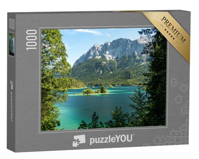 Puzzle de 1000 pièces « Vue sur la Zugspitze et le lac Eibsee, Bavière, Allemagne »