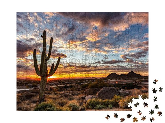 Puzzle de 1000 pièces « Cactus au lever du soleil »