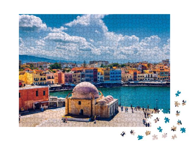 Puzzle de 1000 pièces « Mosquée dans l'ancien port vénitien de la ville de La Canée, Crète »