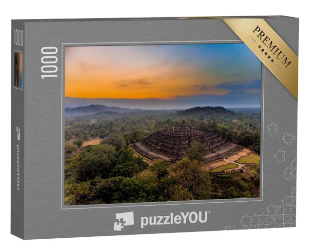Puzzle de 1000 pièces « Magnifique vue aérienne du temple de Borobudur, Java, Indonésie »