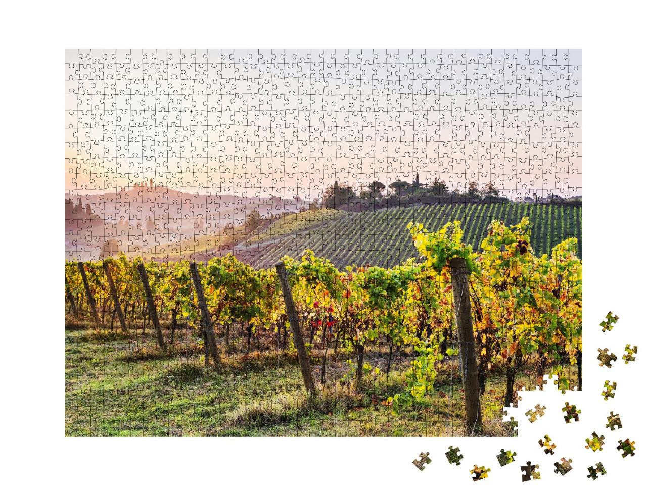Puzzle de 1000 pièces « Vignobles et campagne avec San Gimignano »