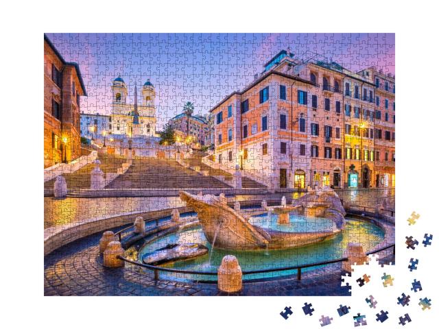 Puzzle de 1000 pièces « Place d'Espagne le matin, Rome, Italie »