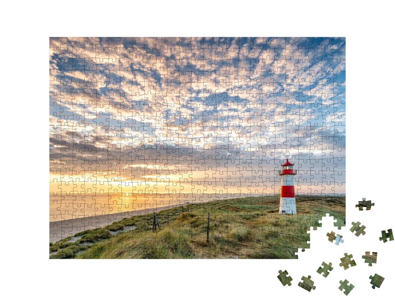 Puzzle de 500 pièces « Phare rouge sur l'île de Sylt, Frise du Nord, Schleswig-Holstein, Allemagne »