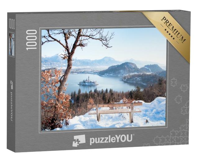 Puzzle de 1000 pièces « Vue sur le lac de Bled avec l'île de Bled, Slovénie »