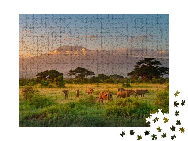 Puzzle de 1000 pièces « Ambiance matinale au Kilimandjaro »