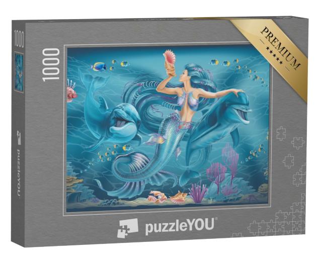Puzzle de 1000 pièces « Sirène et dauphins »