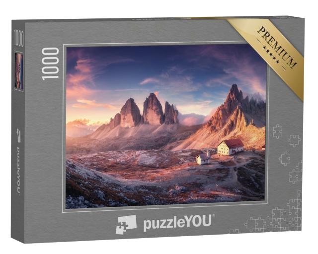 Puzzle de 1000 pièces « Les Dolomites en automne : coucher de soleil dans une vallée de montagne, Alpes, Italie »