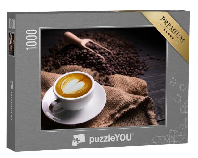 Puzzle de 1000 pièces « Tasse de café avec cœur en mousse de lait »