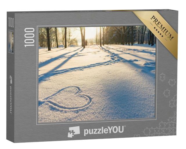 Puzzle de 1000 pièces « Un cœur dans la forêt hivernale »