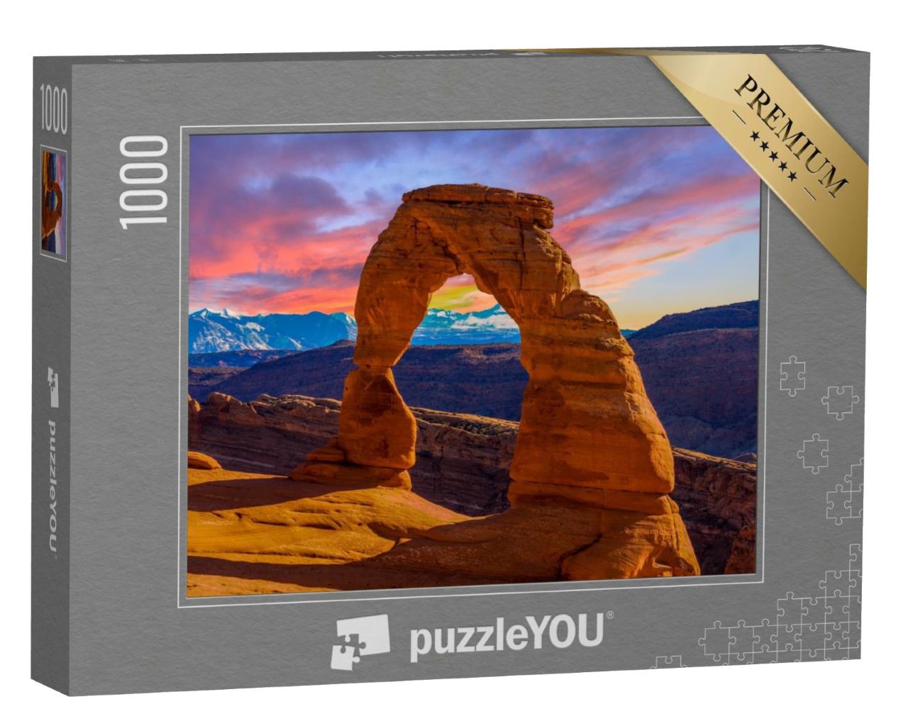 Puzzle de 1000 pièces « Coucher de soleil sur le parc national des Arches dans l'Utah »
