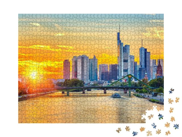 Puzzle de 1000 pièces « Coucher de soleil sur Francfort-sur-le-Main, Allemagne »