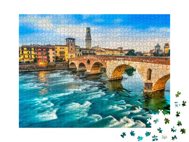 Puzzle de 1000 pièces « Adige et Ponte di Pietra à Vérone, Italie »