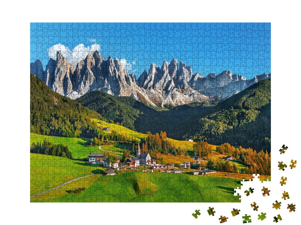 Puzzle de 1000 pièces « Santa Maddalena avec les Dolomites dans le Tyrol du Sud, Italie »