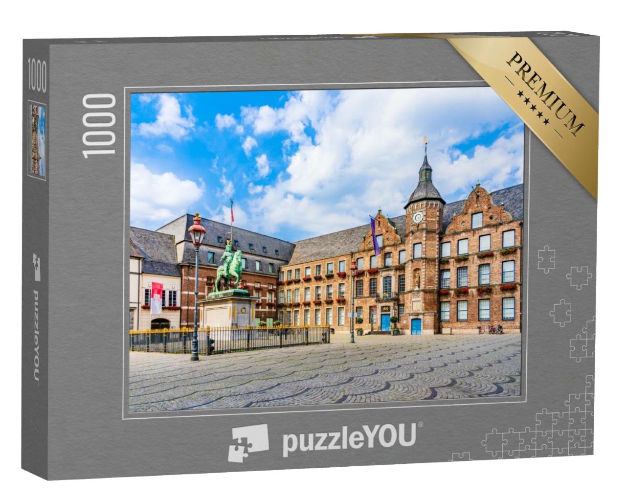 Puzzle de 1000 pièces « Hôtel de ville et statue équestre de Jan Wellem, Düsseldorf »