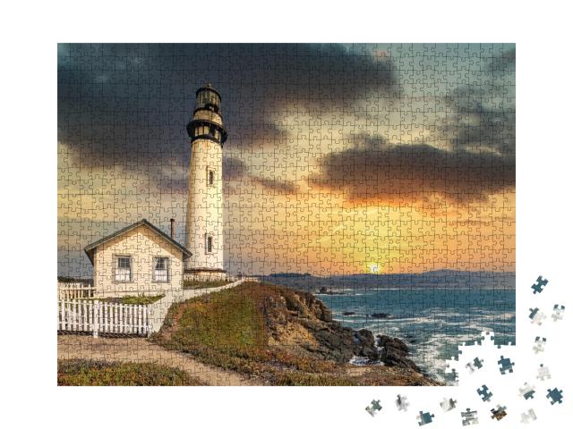 Puzzle de 1000 pièces « Phare de Pigeon Point sur la côte Pacifique en Californie »