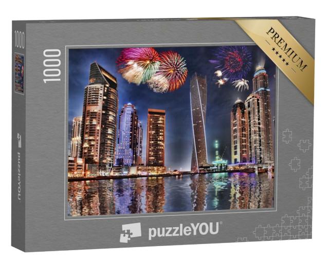Puzzle de 1000 pièces « Feux d'artifice du Nouvel An à Dubaï Marina »