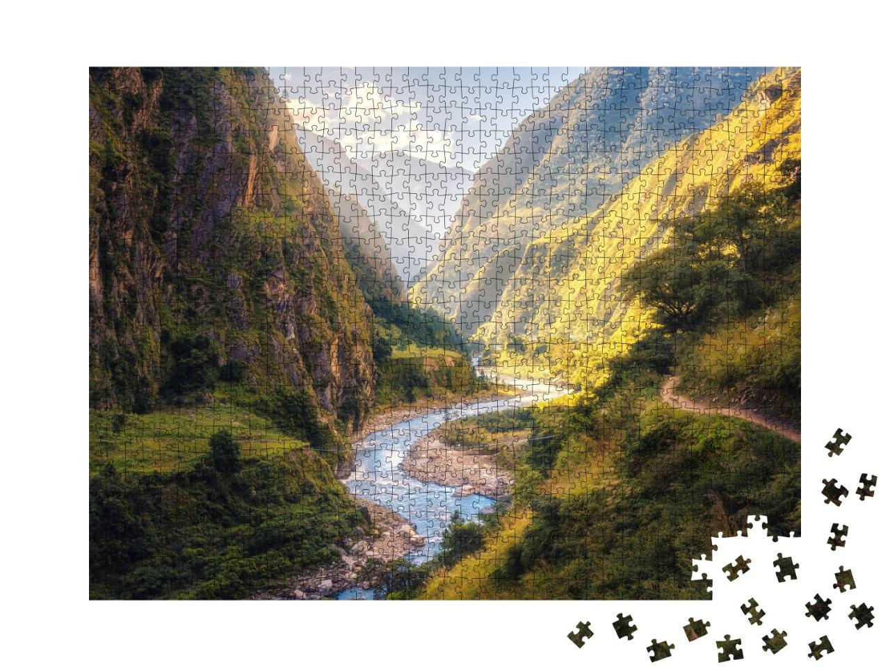 Puzzle de 1000 pièces « Magnifique vallée devant les montagnes de l'Himalaya »