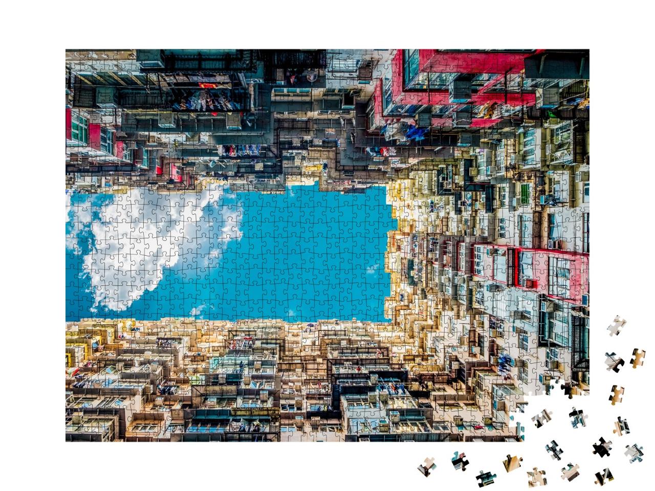 Puzzle de 1000 pièces « L'architecture vue d'en bas vers le ciel, une perspective passionnante »