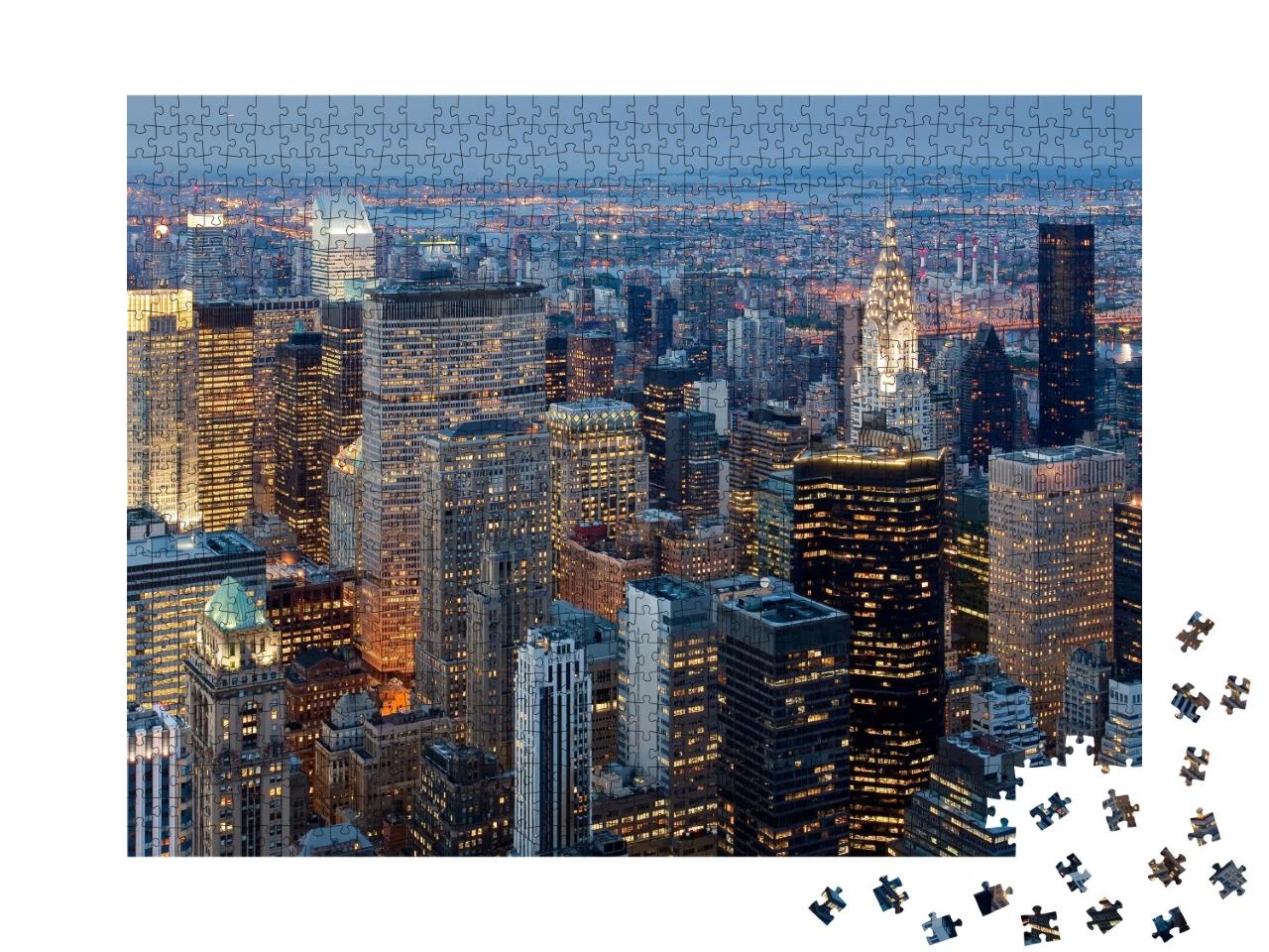 Puzzle de 1000 pièces « Coucher de soleil sur les gratte-ciel de Manhattan »