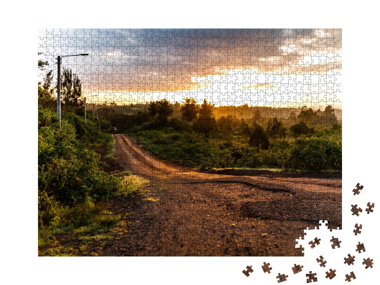 Puzzle de 1000 pièces « Rue au lever du soleil, Nanyuki, Kenya »