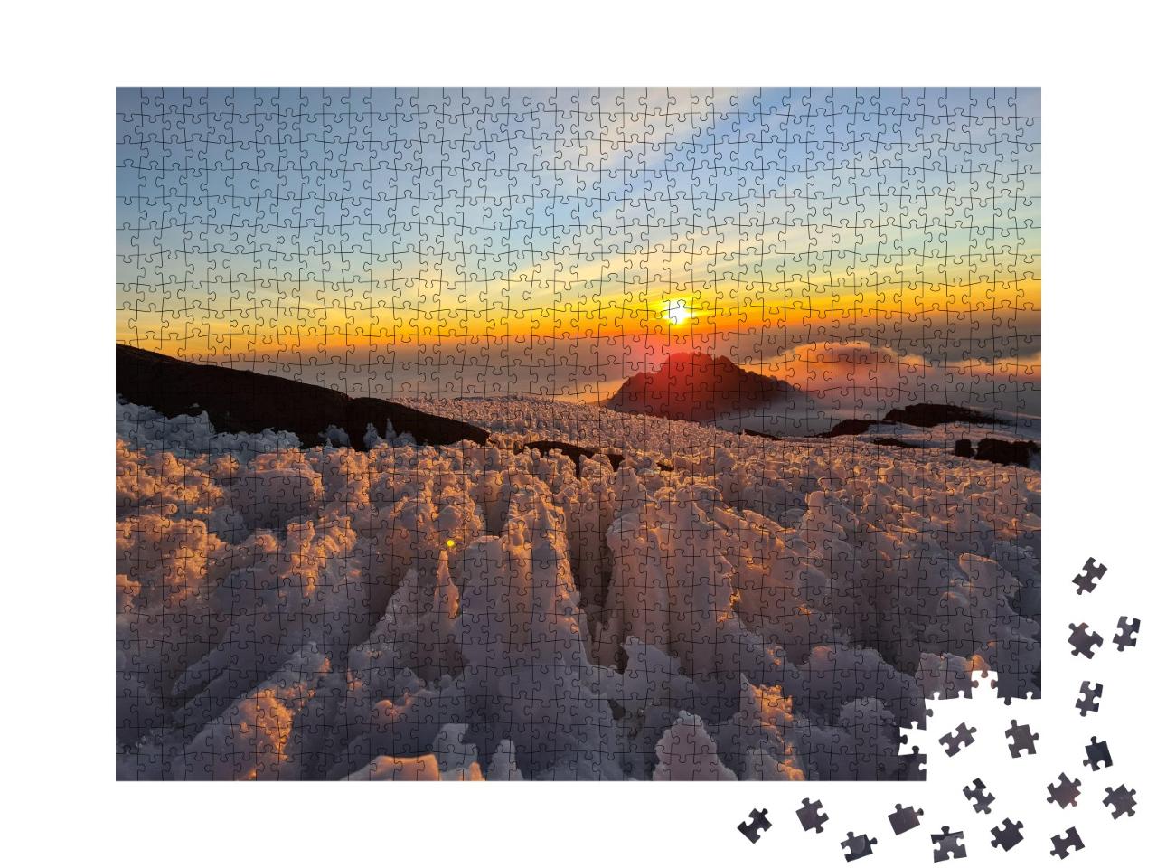 Puzzle de 1000 pièces « Lever de soleil sur le sommet glacé du Kilimandjaro »