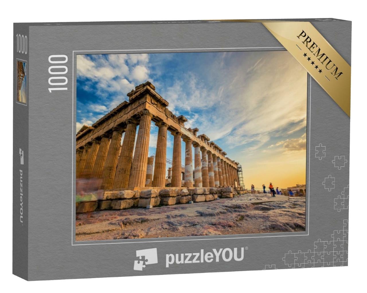 Puzzle de 1000 pièces « Colonnes du Parthénon au coucher du soleil, Acropole, Athènes »