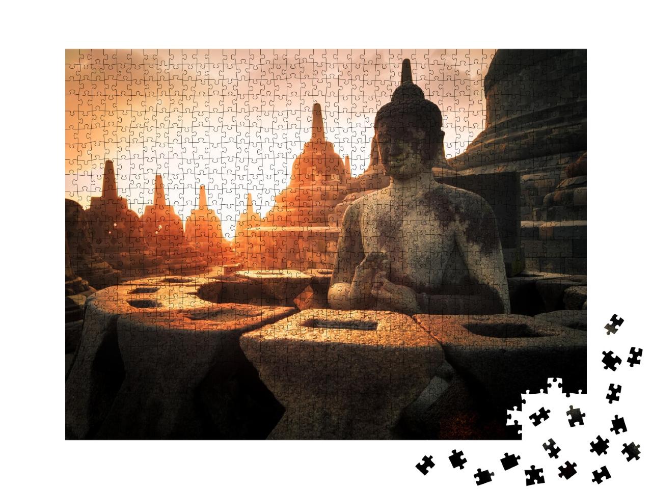 Puzzle de 1000 pièces « Statue de Bouddha dans le temple de Borobudur, Indonésie »
