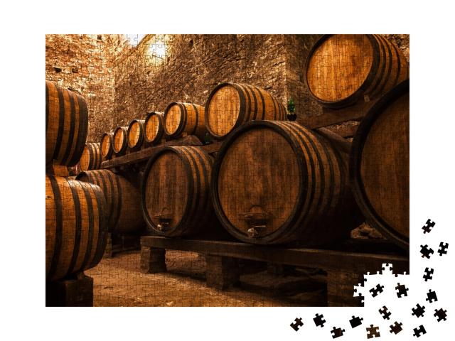 Puzzle de 1000 pièces « Cave à vin avec fûts pour le stockage du vin, Italie »