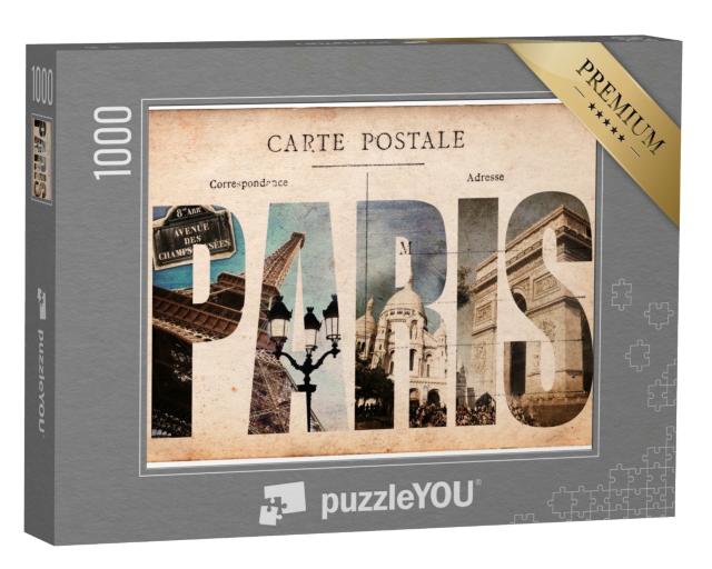 Puzzle de 1000 pièces « Carte postale vintage, lettres PARIS »