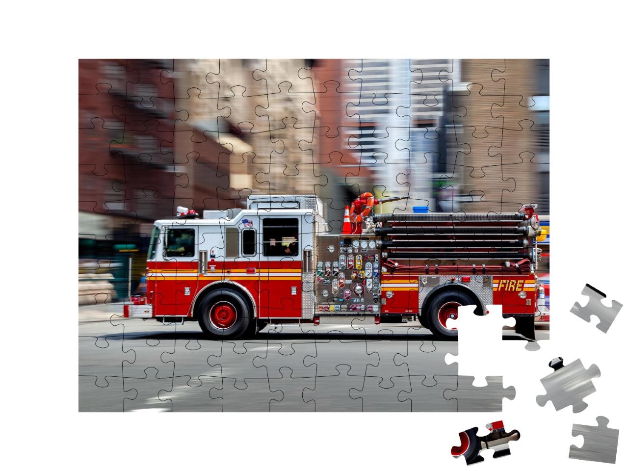 Puzzle de 100 pièces « Camion de pompiers en route pour une intervention à NYC »