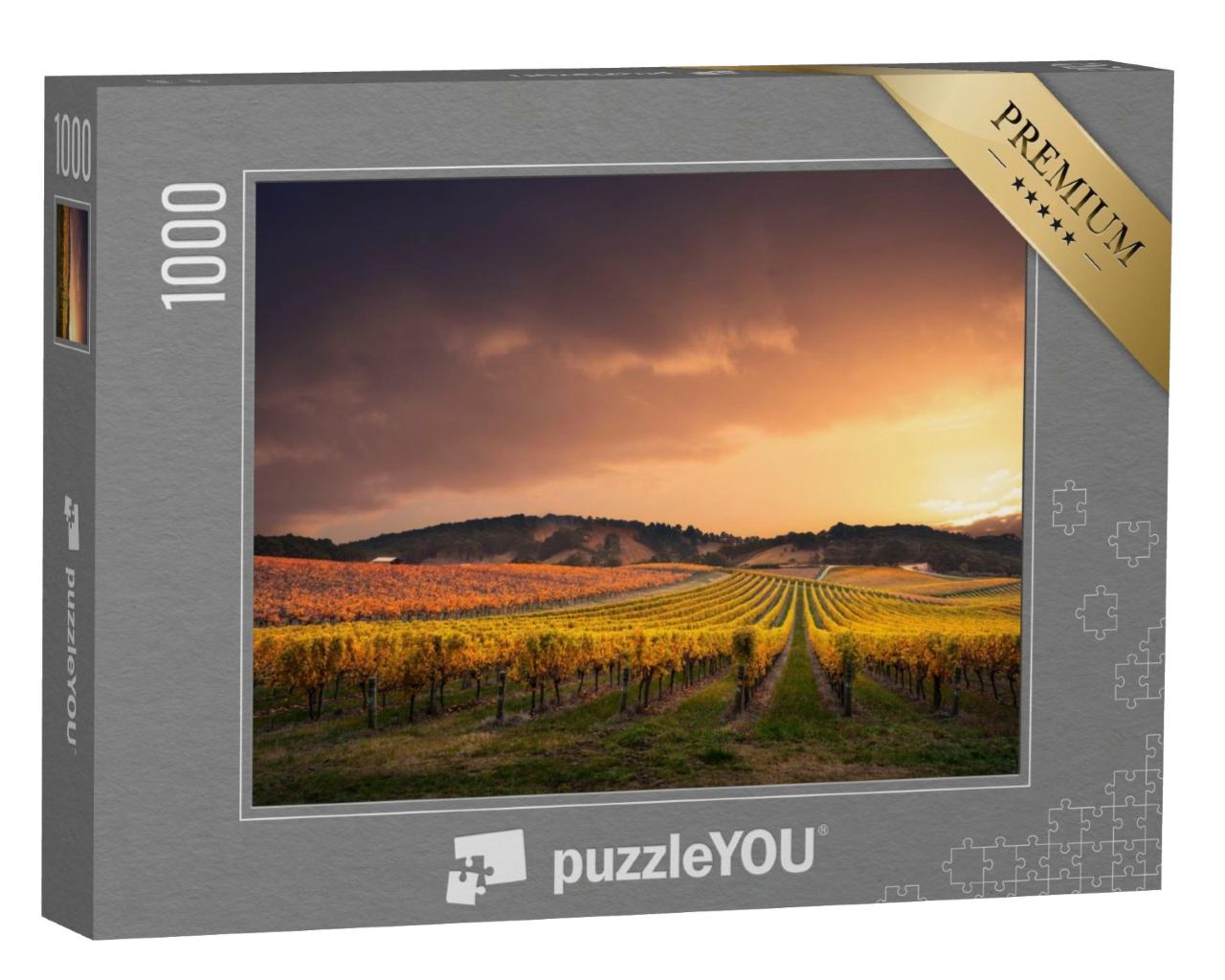 Puzzle de 1000 pièces « Magnifique coucher de soleil sur un vignoble du sud de l'Australie »