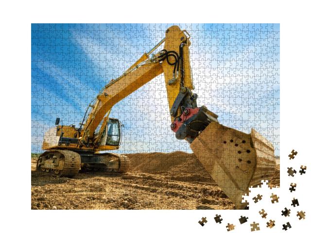 Puzzle de 1000 pièces « Grande pelleteuse sur un nouveau chantier »
