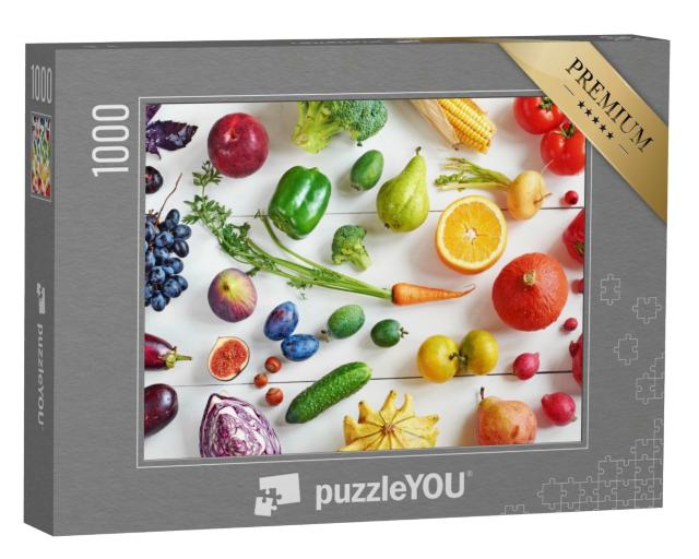 Puzzle de 1000 pièces « Fruits et légumes sur une table blanche »
