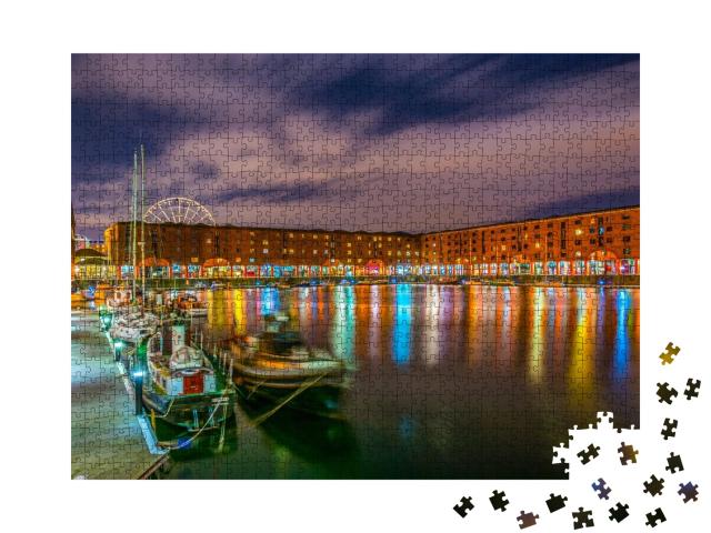 Puzzle de 1000 pièces « Vue nocturne de l'Albert Dock, Liverpool, Angleterre »