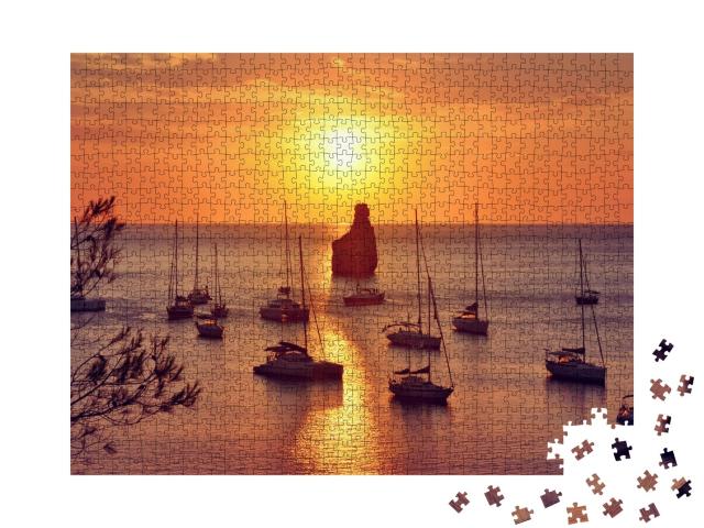 Puzzle de 1000 pièces « Voilier au coucher du soleil, Ibiza »